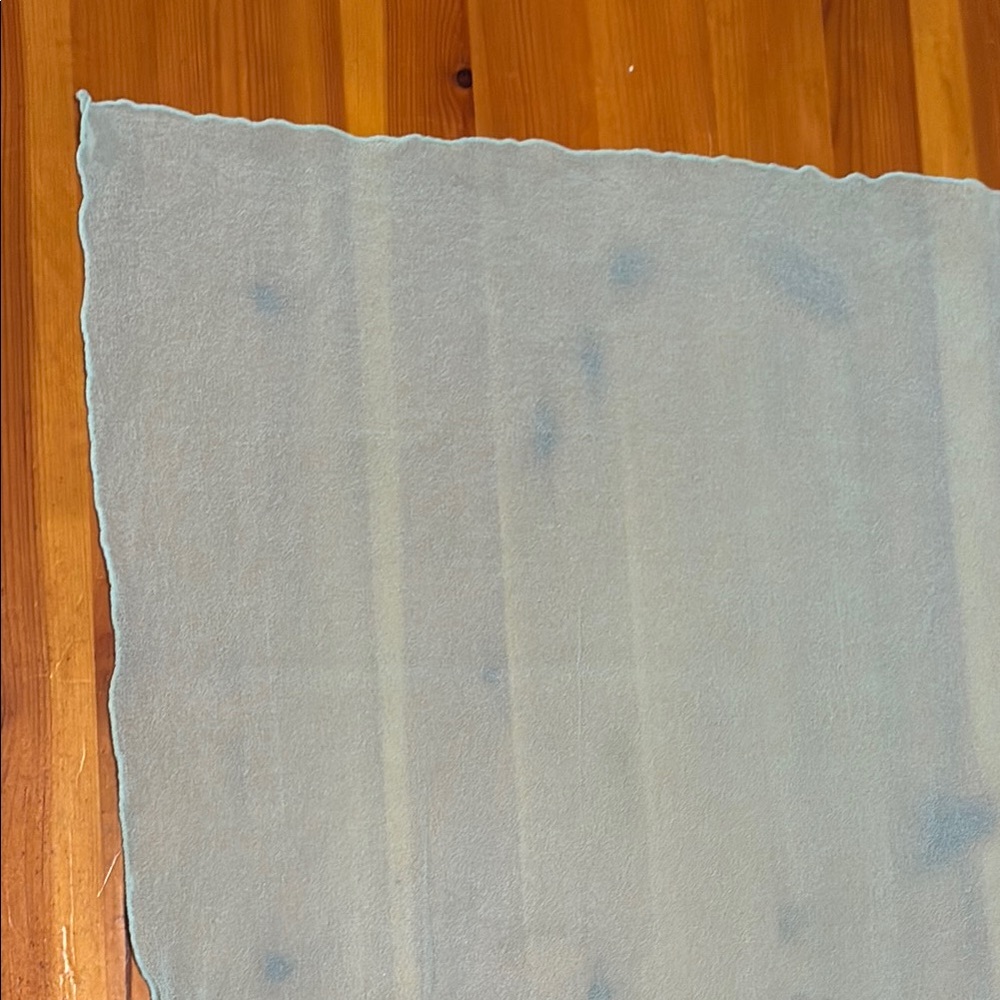 Vintage Chiffon Floral Embroidered Scarf in Light Blue - Picture 7 of 10